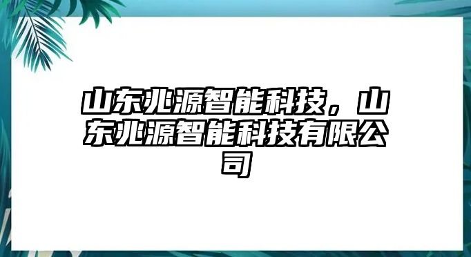 山東兆源智能科技，山東兆源智能科技有限公司