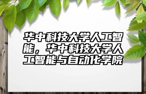 華中科技大學(xué)人工智能，華中科技大學(xué)人工智能與自動化學(xué)院