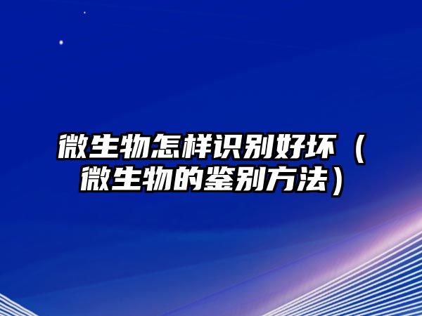 微生物怎樣識別好壞（微生物的鑒別方法）