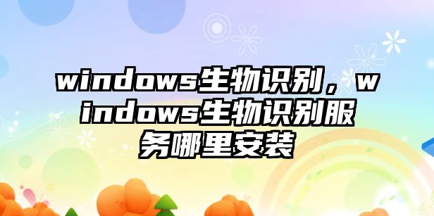 windows生物識別，windows生物識別服務哪里安裝