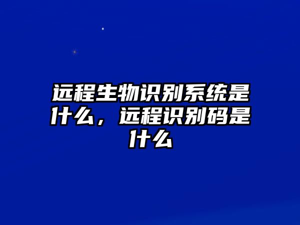 遠程生物識別系統(tǒng)是什么，遠程識別碼是什么