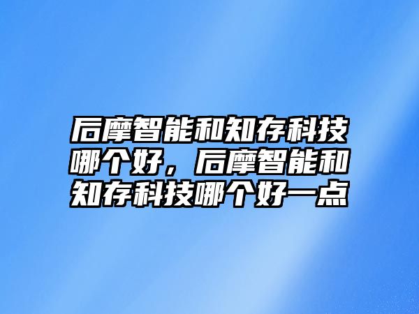 后摩智能和知存科技哪個好，后摩智能和知存科技哪個好一點