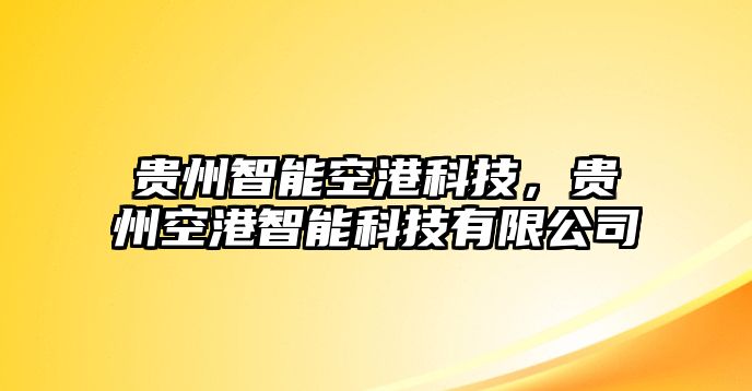 貴州智能空港科技，貴州空港智能科技有限公司