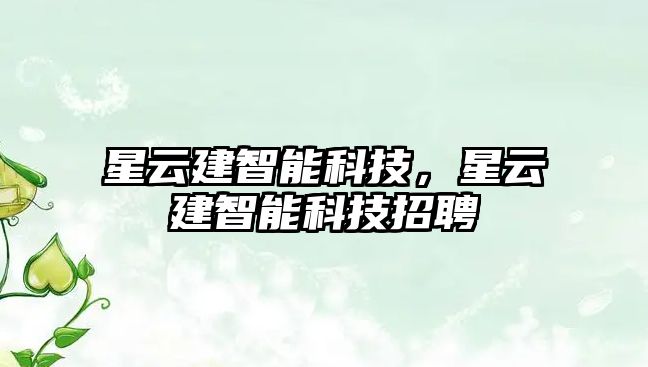 星云建智能科技，星云建智能科技招聘