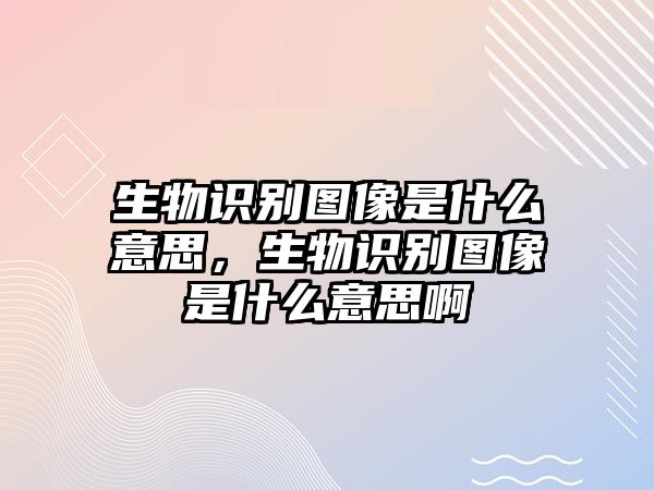 生物識別圖像是什么意思，生物識別圖像是什么意思啊