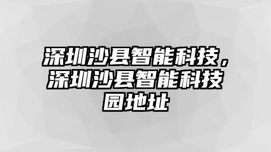 深圳沙縣智能科技，深圳沙縣智能科技園地址