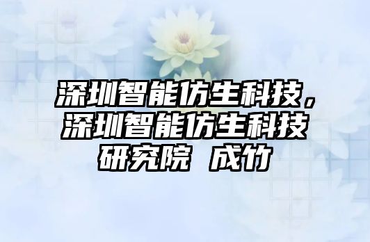 深圳智能仿生科技，深圳智能仿生科技研究院 成竹