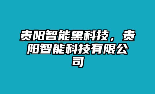 貴陽(yáng)智能黑科技，貴陽(yáng)智能科技有限公司